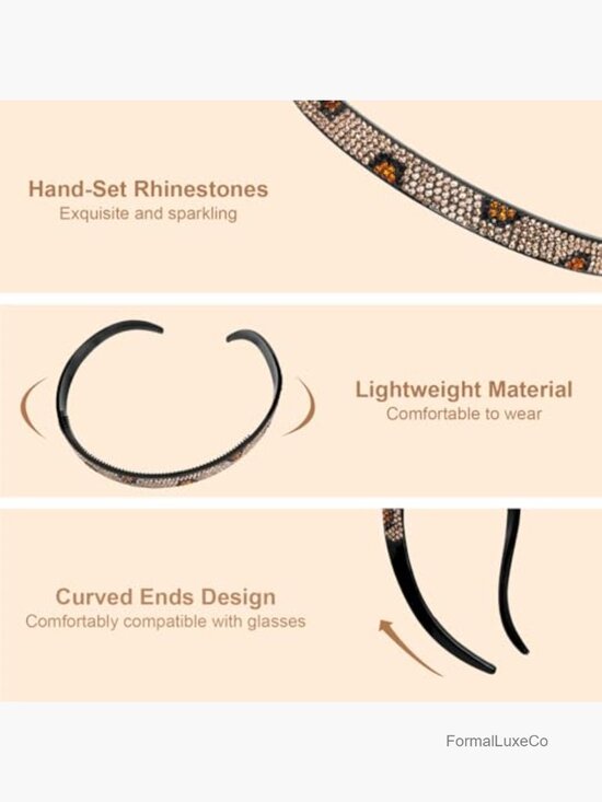 Non-Slip Glasses Headband Sparkly Diamond Hairband Comfortable Thin Headband